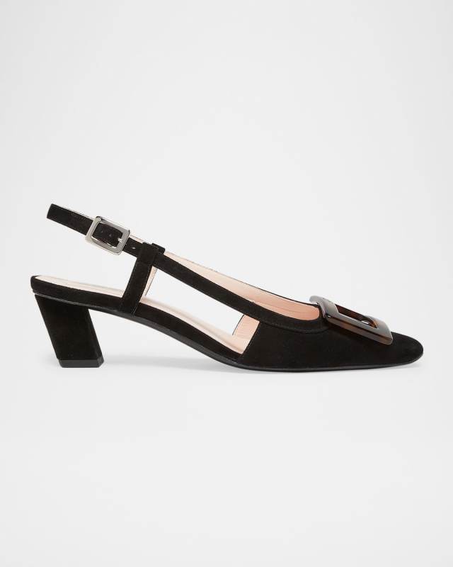 Belle Vivier Turtle Suede Slingback Pumps